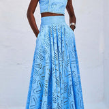 Larissa™ Embroidered Top & High-Waist Maxi Skirt Set | Elegant Two Piece Outfit