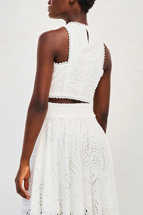 Larissa Embroidered Top & High-Waist Maxi Skirt Set Two-Piece Sets — Céline de Montréal — view 13