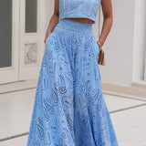 Larissa™ Embroidered Top & High-Waist Maxi Skirt Set | Elegant Two Piece Outfit