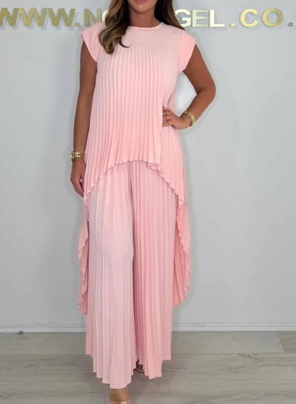 Sherry Pleated Midi Top & Wide-Leg Pants Set Two-Piece Sets — Céline de Montréal — view 4