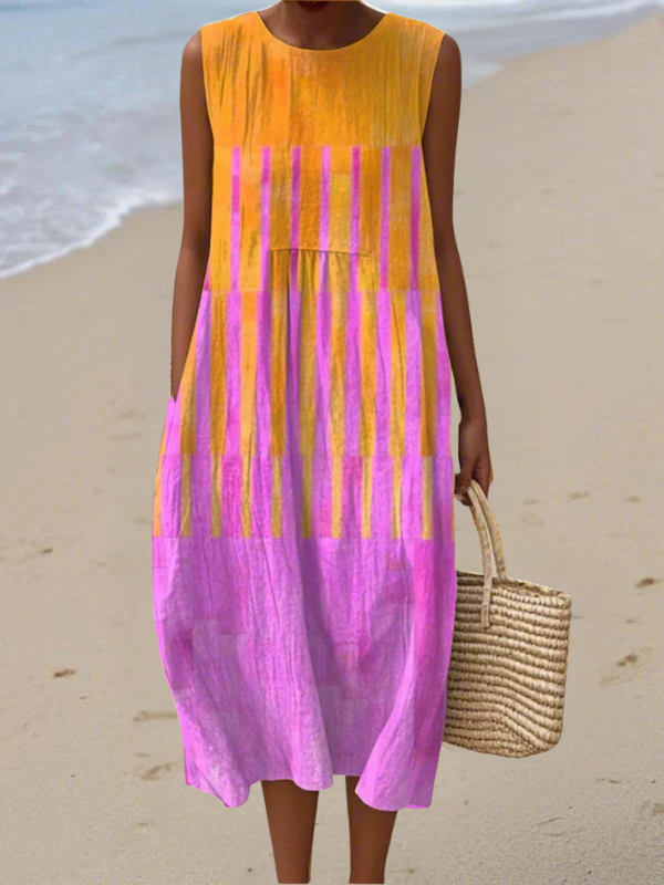 Lucy Sunset Stripe Midi Dress Midi Dresses — Céline de Montréal