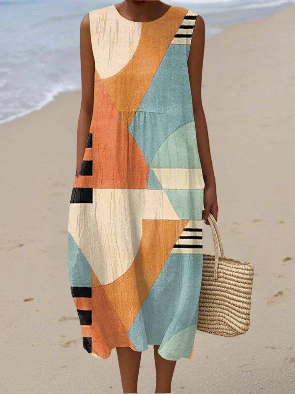 Iris Geometric Midi Dress Midi Dresses — Céline de Montréal