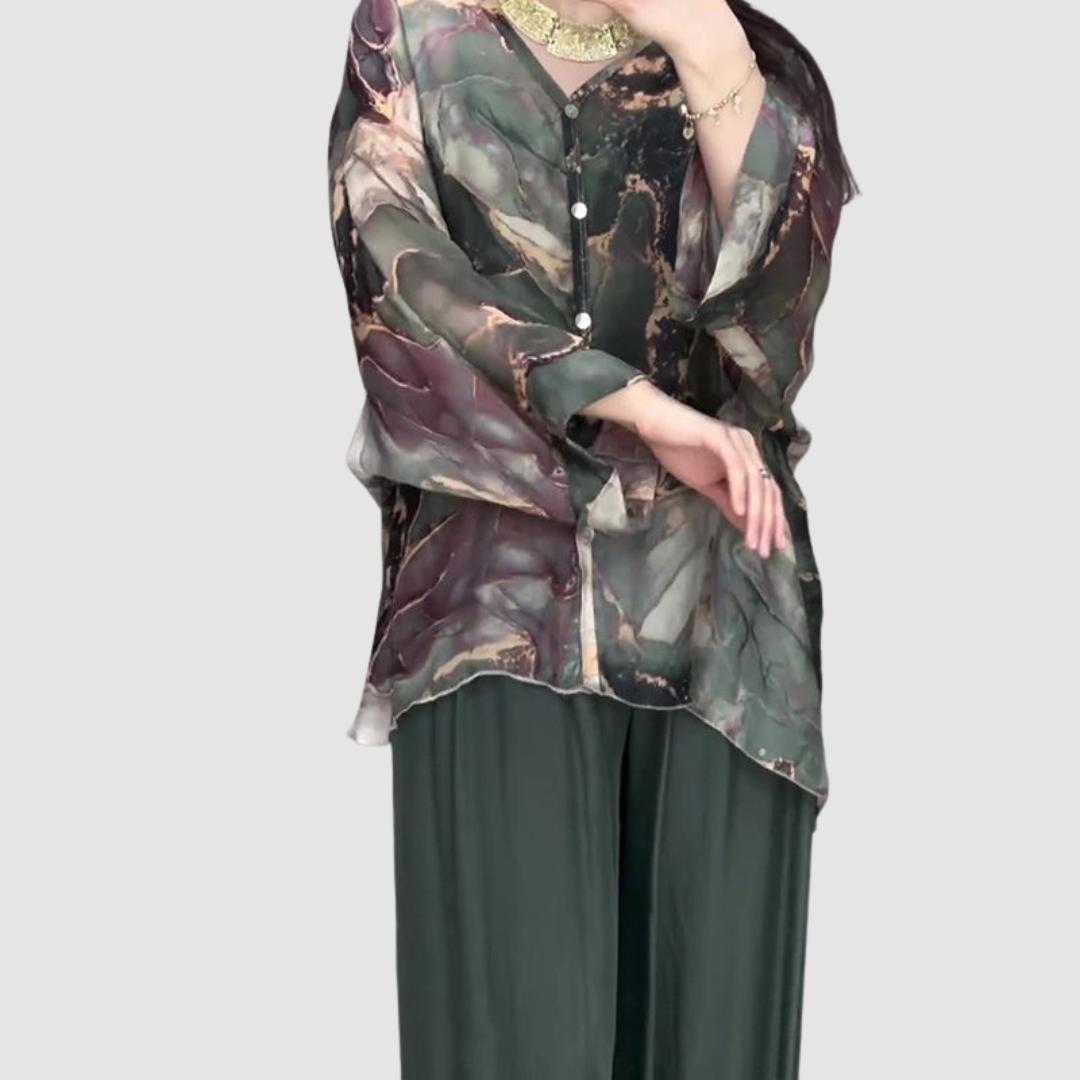 Aurora Elegant Printed Two-Piece Set Two-Piece Sets — Céline de Montréal — view 3