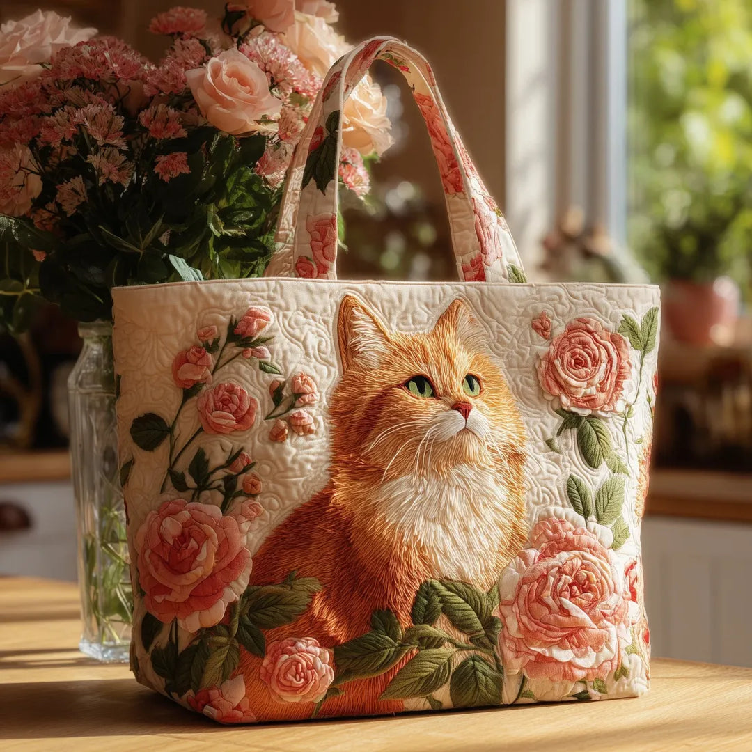 Ginger Cat Roses Handmade Bags — Céline de Montréal