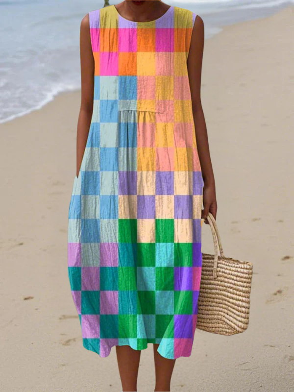 Kate Checkered Midi Dress Midi Dresses — Céline de Montréal