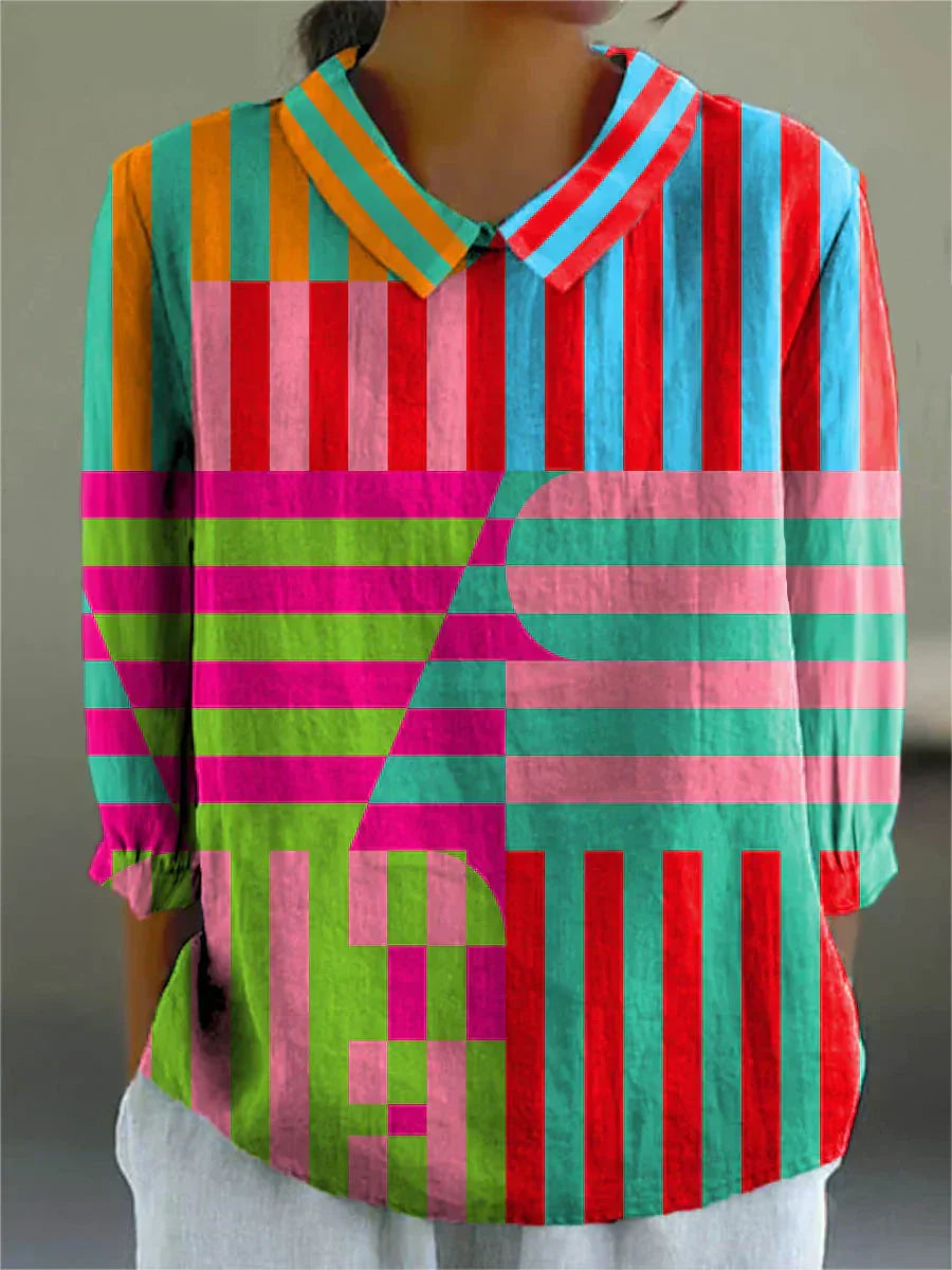 Natalie Geometric Colorplay Blouse Blouses — Céline de Montréal