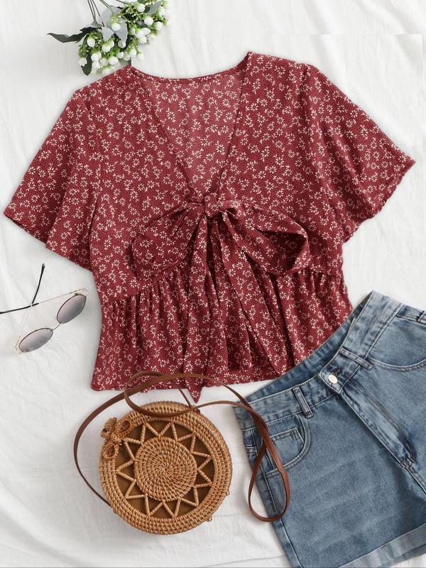 Althea Casual Summer V-Neck Flowy Top V-Neck Tops — Céline de Montréal — view 2