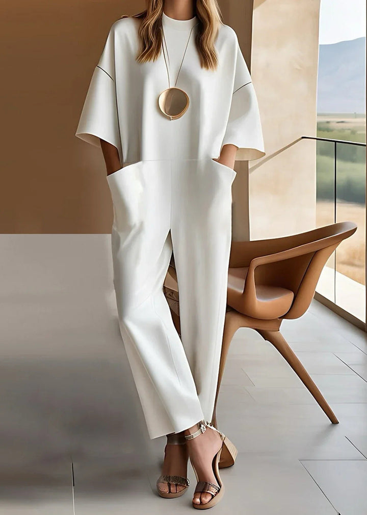 Emmy Elegant Short-Sleeve Jumpsuit Jumpsuits — Céline de Montréal
