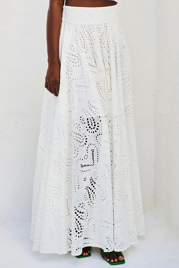 Larissa Embroidered Top & High-Waist Maxi Skirt Set Two-Piece Sets — Céline de Montréal — view 15