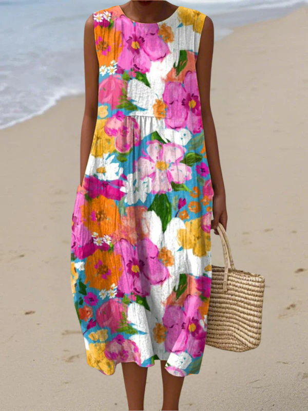 Eden Vibrant Floral Midi Dress Midi Dresses — Céline de Montréal