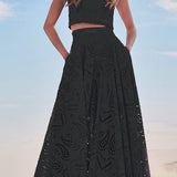 Larissa™ Embroidered Top & High-Waist Maxi Skirt Set | Elegant Two Piece Outfit