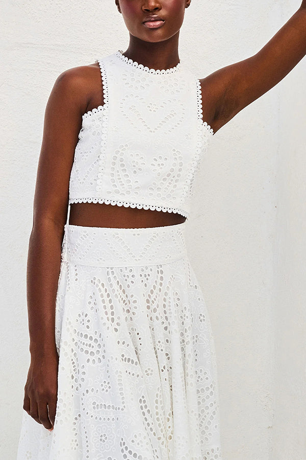 Larissa Embroidered Top & High-Waist Maxi Skirt Set Two-Piece Sets — Céline de Montréal — view 14