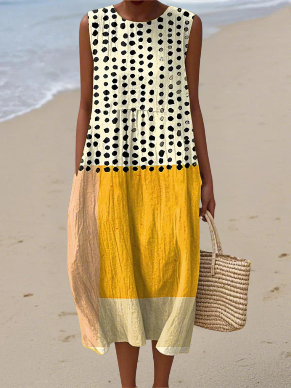 Leah Polka Colorblock Midi Dress Midi Dresses — Céline de Montréal