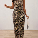 Frankie™ Leopard Jumpsuit | Sleeveless Deep V-Neck Jumpsuit