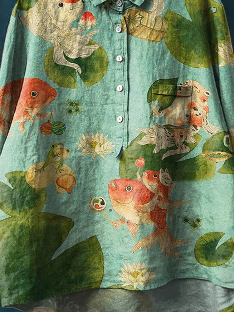 Claudia Fish Art Shirt Shirts — Céline de Montréal — view 3