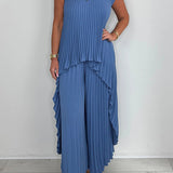 Sherry™ Pleated Midi Top & Wide-Leg Pants Set | Elegant Two-Piece Set