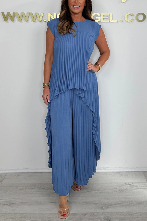 Sherry Pleated Midi Top & Wide-Leg Pants Set Two-Piece Sets — Céline de Montréal