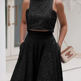 Larissa™ Embroidered Top & High-Waist Maxi Skirt Set | Elegant Two Piece Outfit