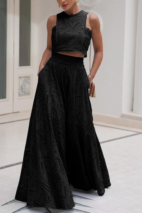 Larissa Embroidered Top & High-Waist Maxi Skirt Set Two-Piece Sets — Céline de Montréal — view 3