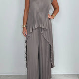 Sherry™ Pleated Midi Top & Wide-Leg Pants Set | Elegant Two-Piece Set