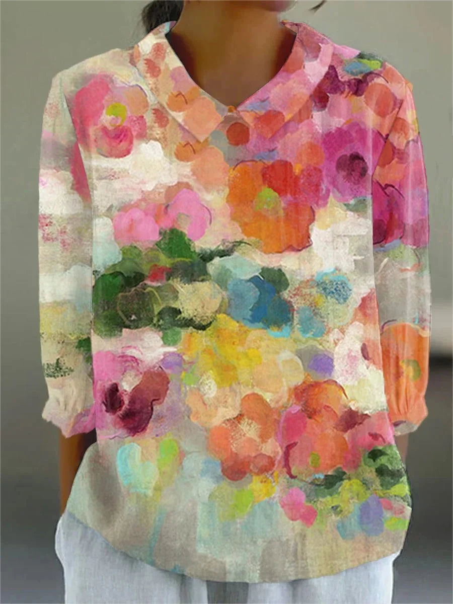 Zelda Floral Watercolor Blouse Blouses — Céline de Montréal