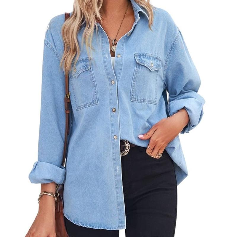 Charlotte Vintage Long Sleeve Jean Shirt Jeans — Céline de Montréal