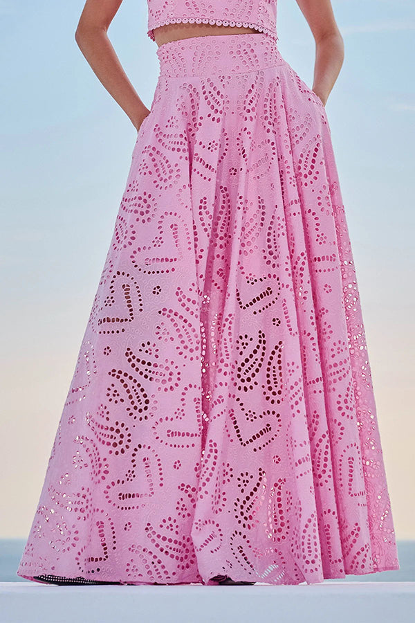 Larissa Embroidered Top & High-Waist Maxi Skirt Set Two-Piece Sets — Céline de Montréal — view 25