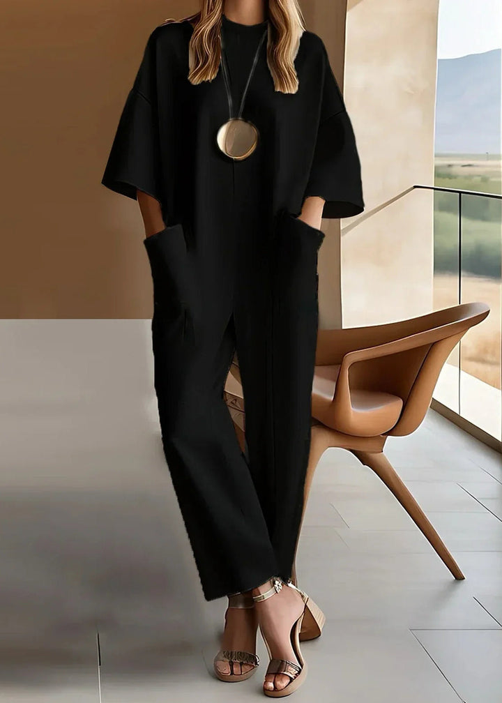 Emmy Elegant Short-Sleeve Jumpsuit Jumpsuits — Céline de Montréal — view 2