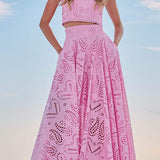 Larissa™ Embroidered Top & High-Waist Maxi Skirt Set | Elegant Two Piece Outfit