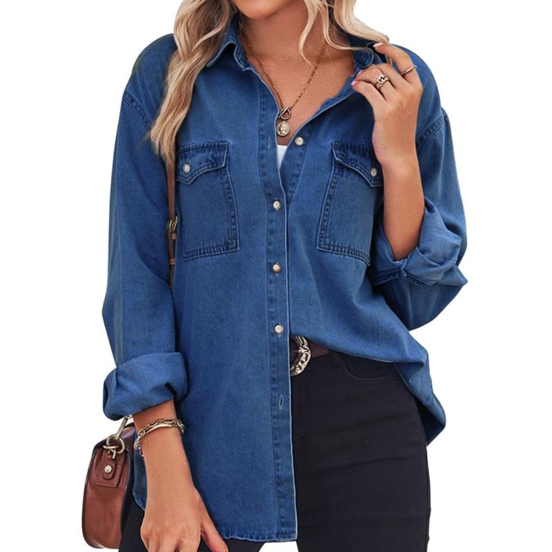 Charlotte Vintage Long Sleeve Jean Shirt Jeans — Céline de Montréal — view 2