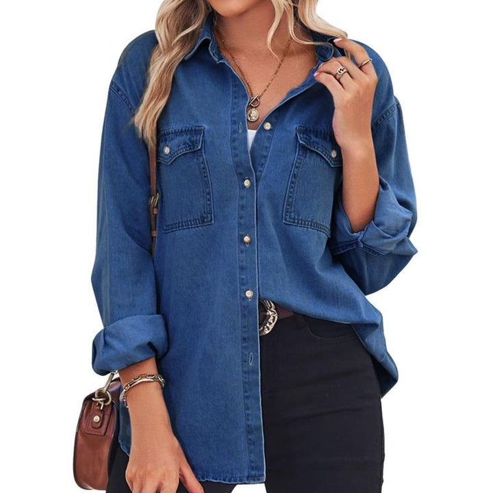 Charlotte Vintage Long Sleeve Jean Shirt Jeans — Céline de Montréal — view 2