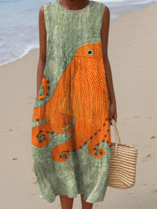 Tess Oceanic Midi Dress Midi Dresses — Céline de Montréal
