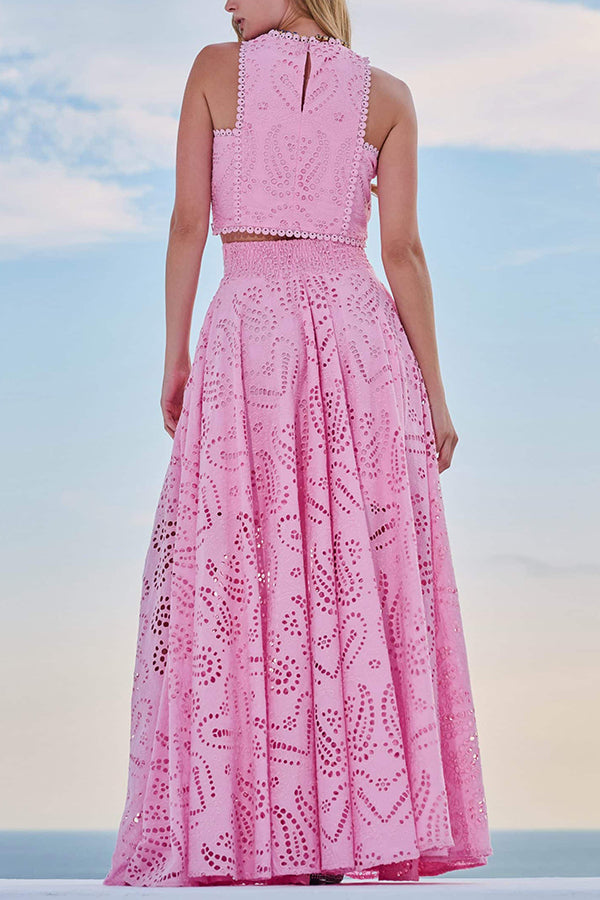 Larissa Embroidered Top & High-Waist Maxi Skirt Set Two-Piece Sets — Céline de Montréal — view 24