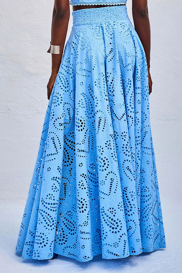 Larissa Embroidered Top & High-Waist Maxi Skirt Set Two-Piece Sets — Céline de Montréal — view 12