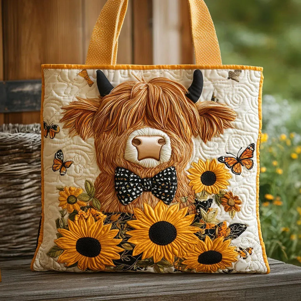 Highland Cow Sunflowers Handmade Bags — Céline de Montréal