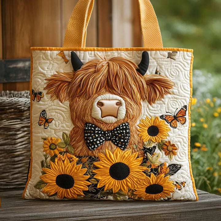 Highland Cow Sunflowers Handmade Bags — Céline de Montréal