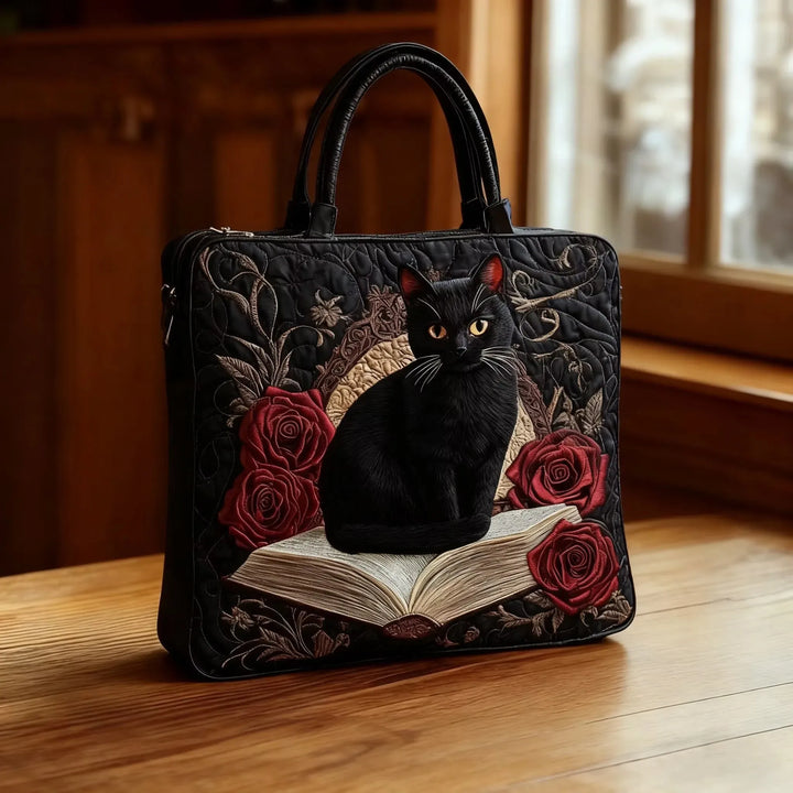 Black Cat on Books Handmade Bags — Céline de Montréal