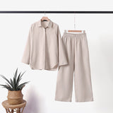 Denice™ Elegant Casual Two Piece Set | Relaxed Button-Up Top and Wide-Leg Trousers
