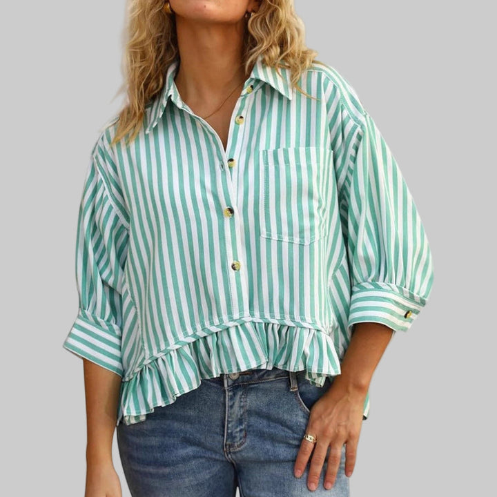 Kolet Casual Summer Ruffled Button Down Blouse Blouses — Céline de Montréal