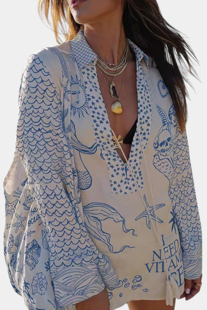 Amalia Conjunto Camisero Estampado con Short Elástico Shorts — Céline de Montréal — view 8