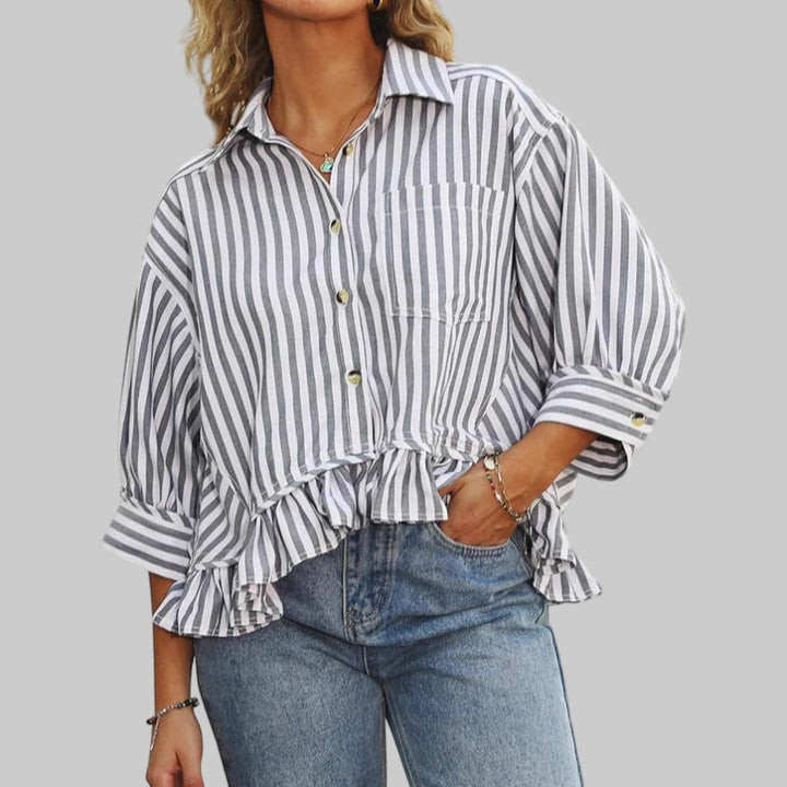 Kolet Casual Summer Ruffled Button Down Blouse Blouses — Céline de Montréal — view 3