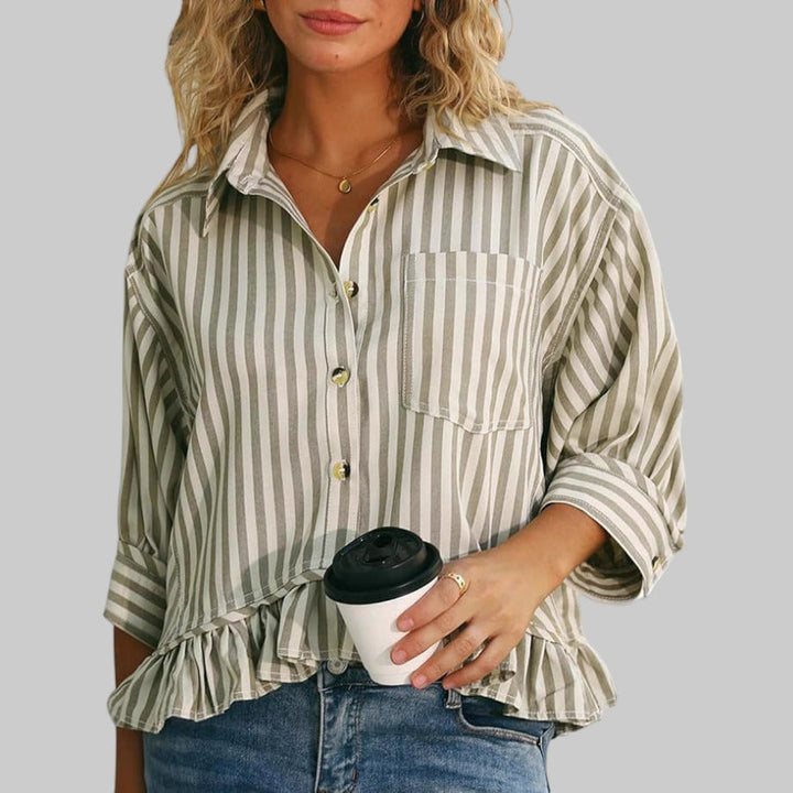 Kolet Casual Summer Ruffled Button Down Blouse Blouses — Céline de Montréal — view 4