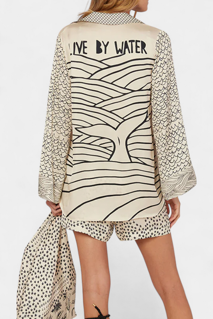 Amalia Conjunto Camisero Estampado con Short Elástico Shorts — Céline de Montréal — view 5