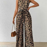 Frankie™ Leopard Jumpsuit | Sleeveless Deep V-Neck Jumpsuit