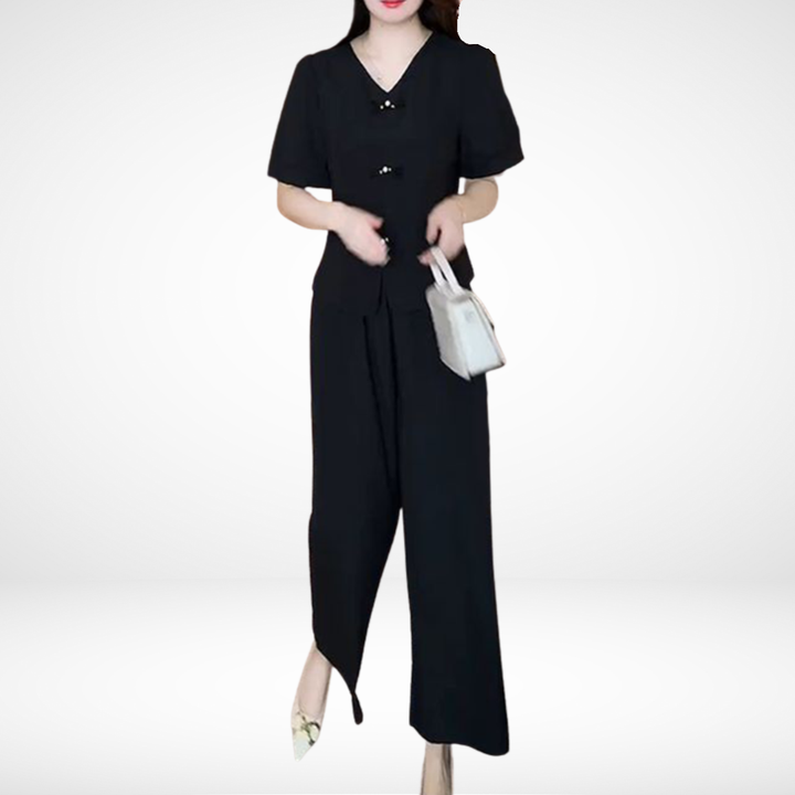 Elsie Elegant Short-Sleeve Two-Piece Set Two-Piece Sets — Céline de Montréal — view 4