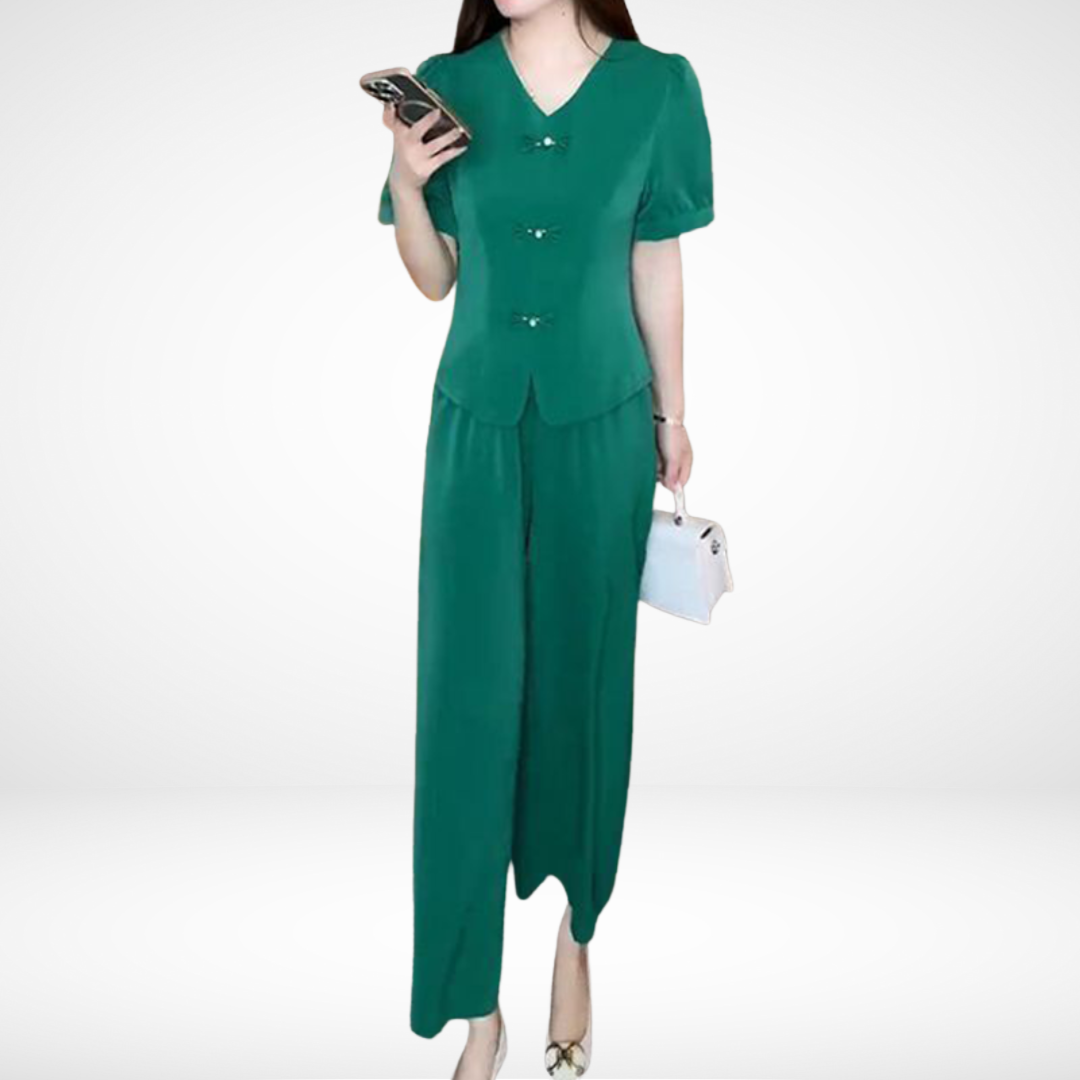 Elsie Elegant Short-Sleeve Two-Piece Set Two-Piece Sets — Céline de Montréal — view 3