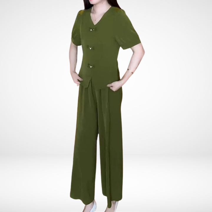 Elsie Elegant Short-Sleeve Two-Piece Set Two-Piece Sets — Céline de Montréal — view 5