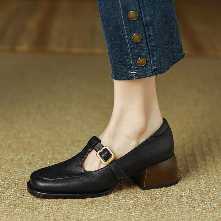 Ysolenne T-Strap Heeled Sandals — Céline de Montréal — view 5
