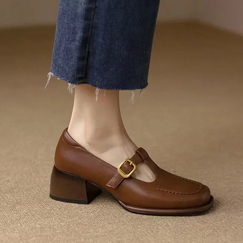 Ysolenne T-Strap Heeled Sandals — Céline de Montréal — view 11