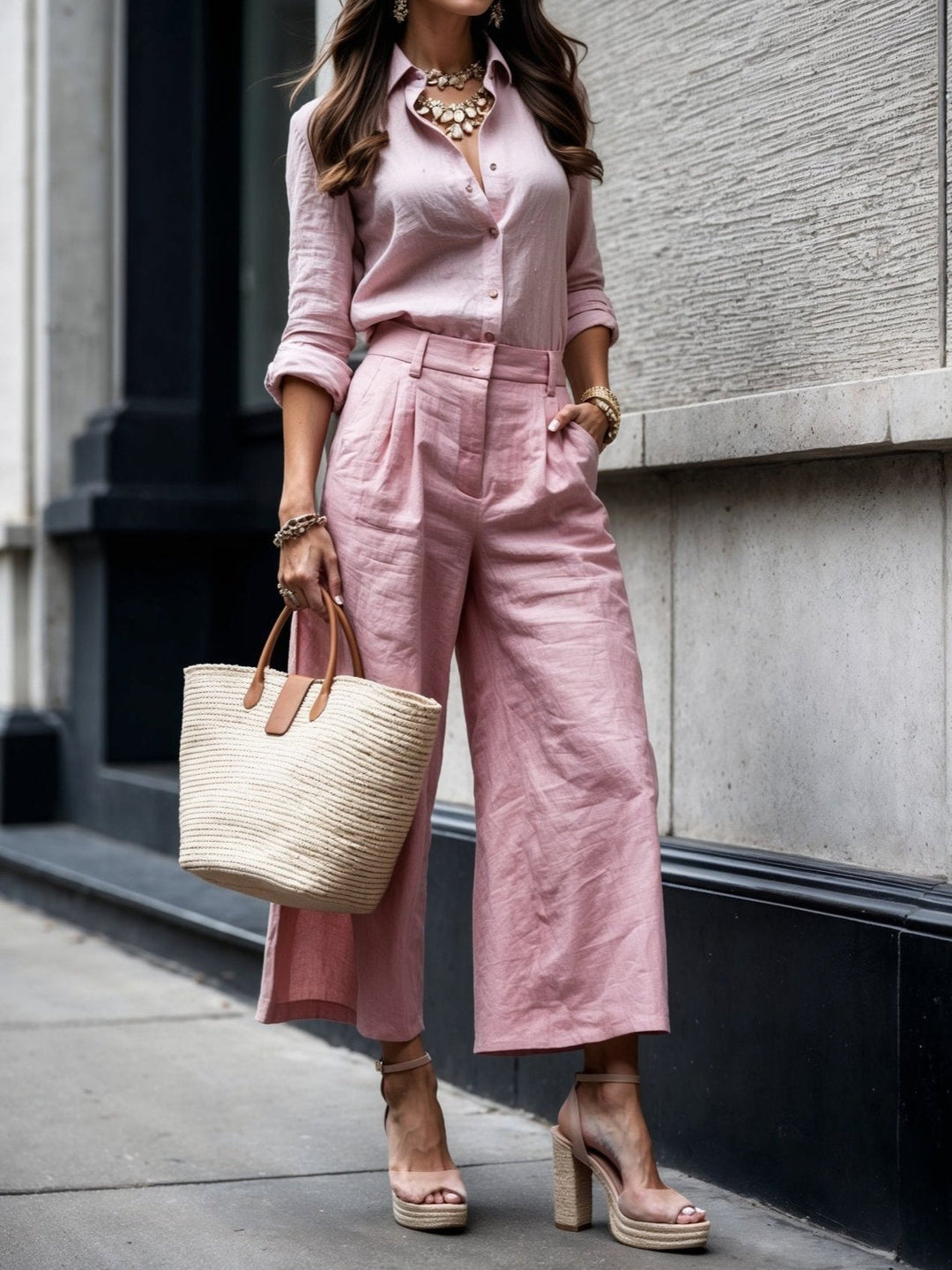Nelle Elegant Shirt & Capri Set Trousers — Céline de Montréal